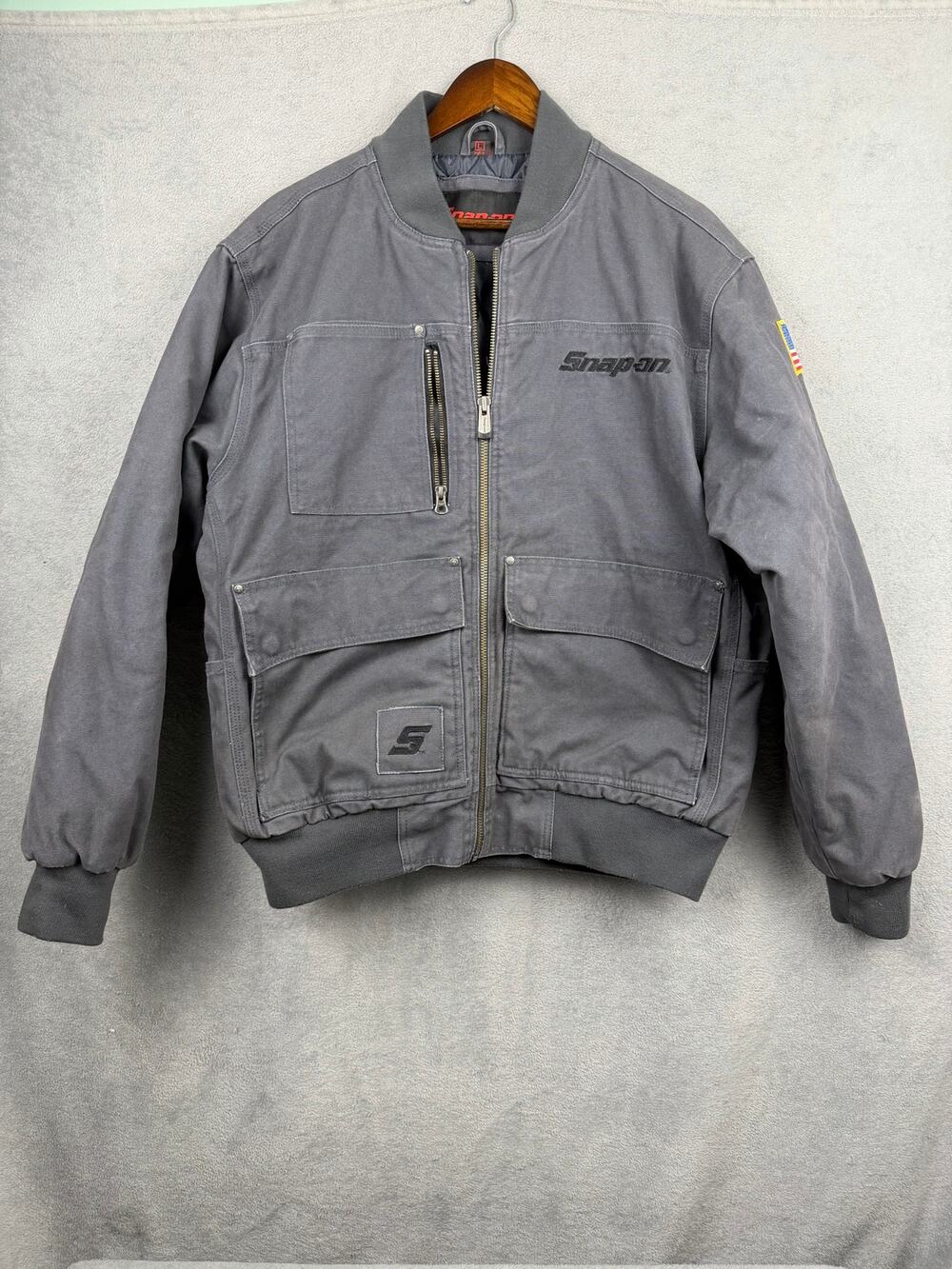 Snap-On Tools Bomber Jacket Mens L Heavy Duck Canvas Workwear Pockets Outdoor